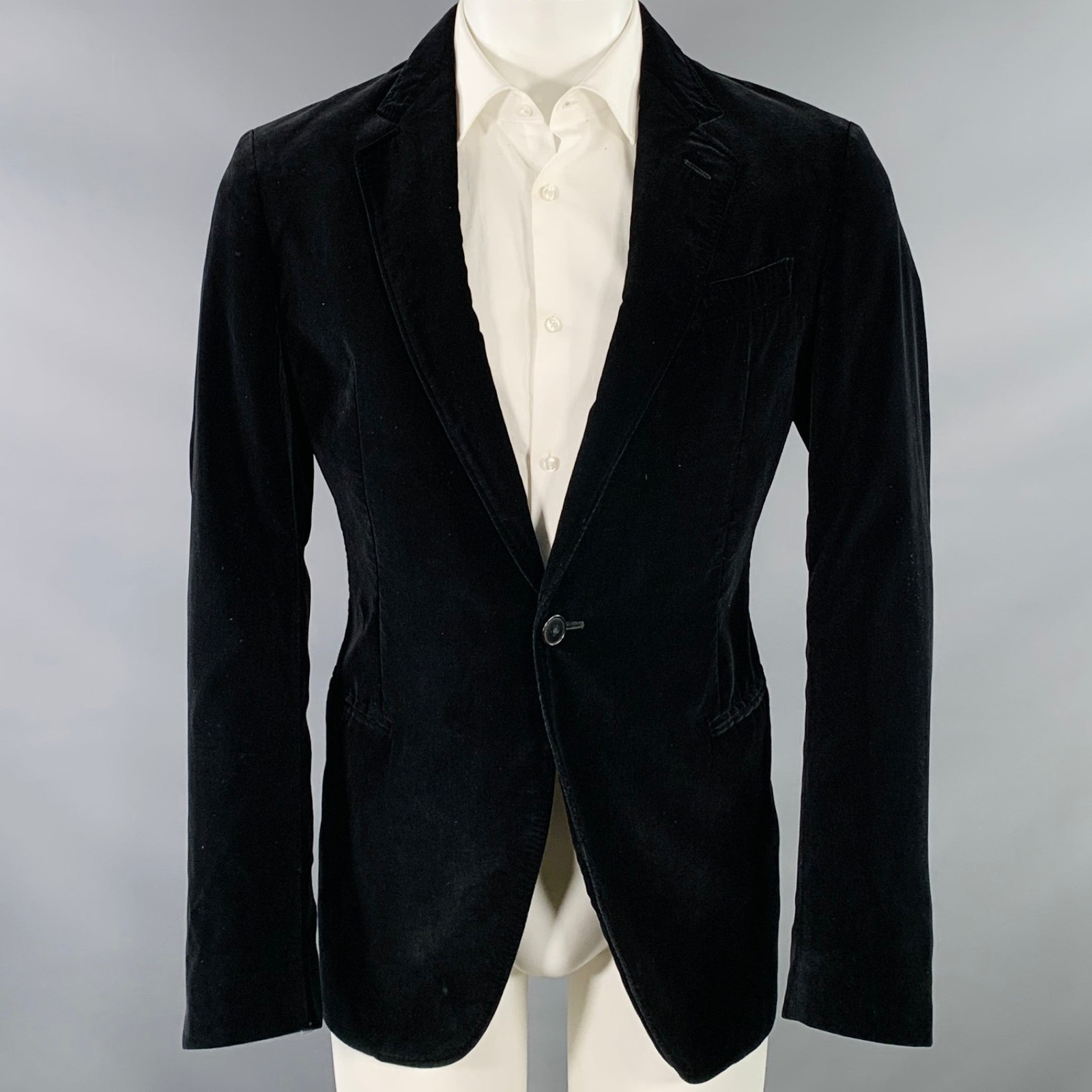 Armani Collezioni Size 38 Regular Black Velvet Cotton Sport Coat